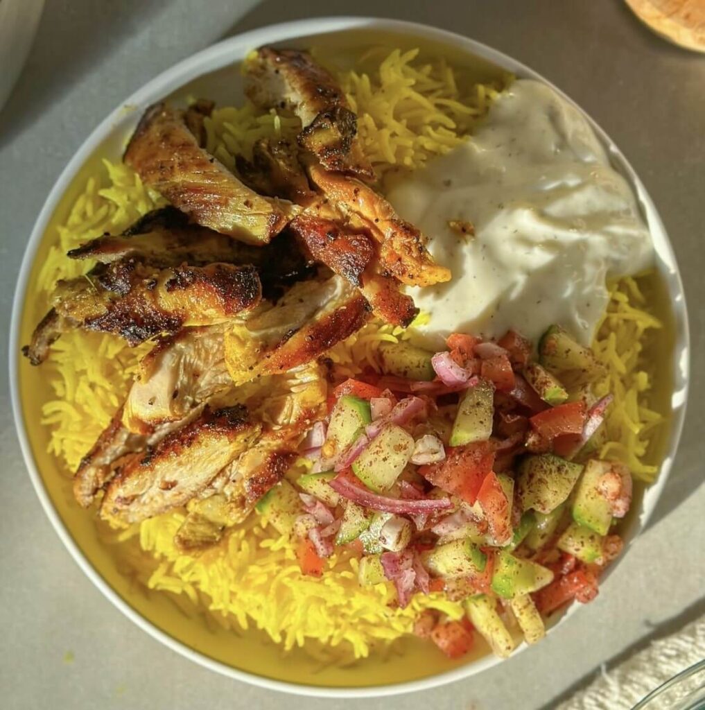 easy chicken shawarma rice bowl recipe