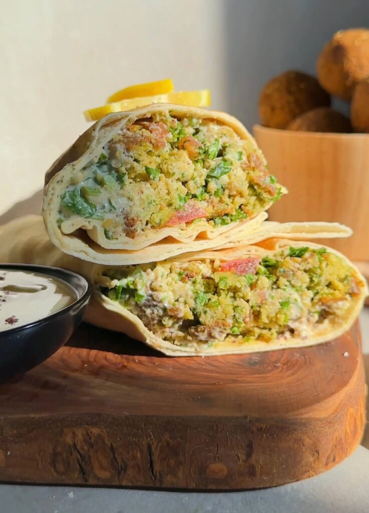 falafel with tabbouleh salad and tahini sauce