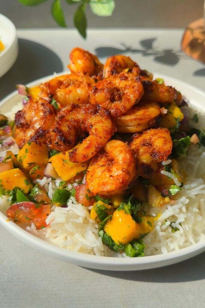 Spicy Shrimp Bowl with Mango Salsa