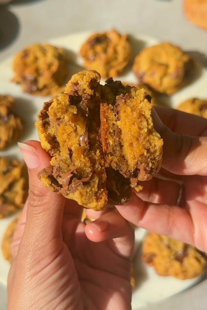 baked chocolate chip cookies with pumpkin spice